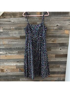 J. Crew Blue and White Dot Midi Tie Strap  Sundress Size 10